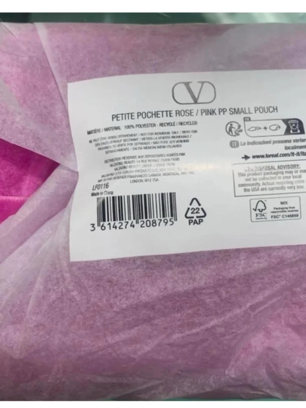 VALENTINO women’s small pink velvet soft make up bag wristlet brand new